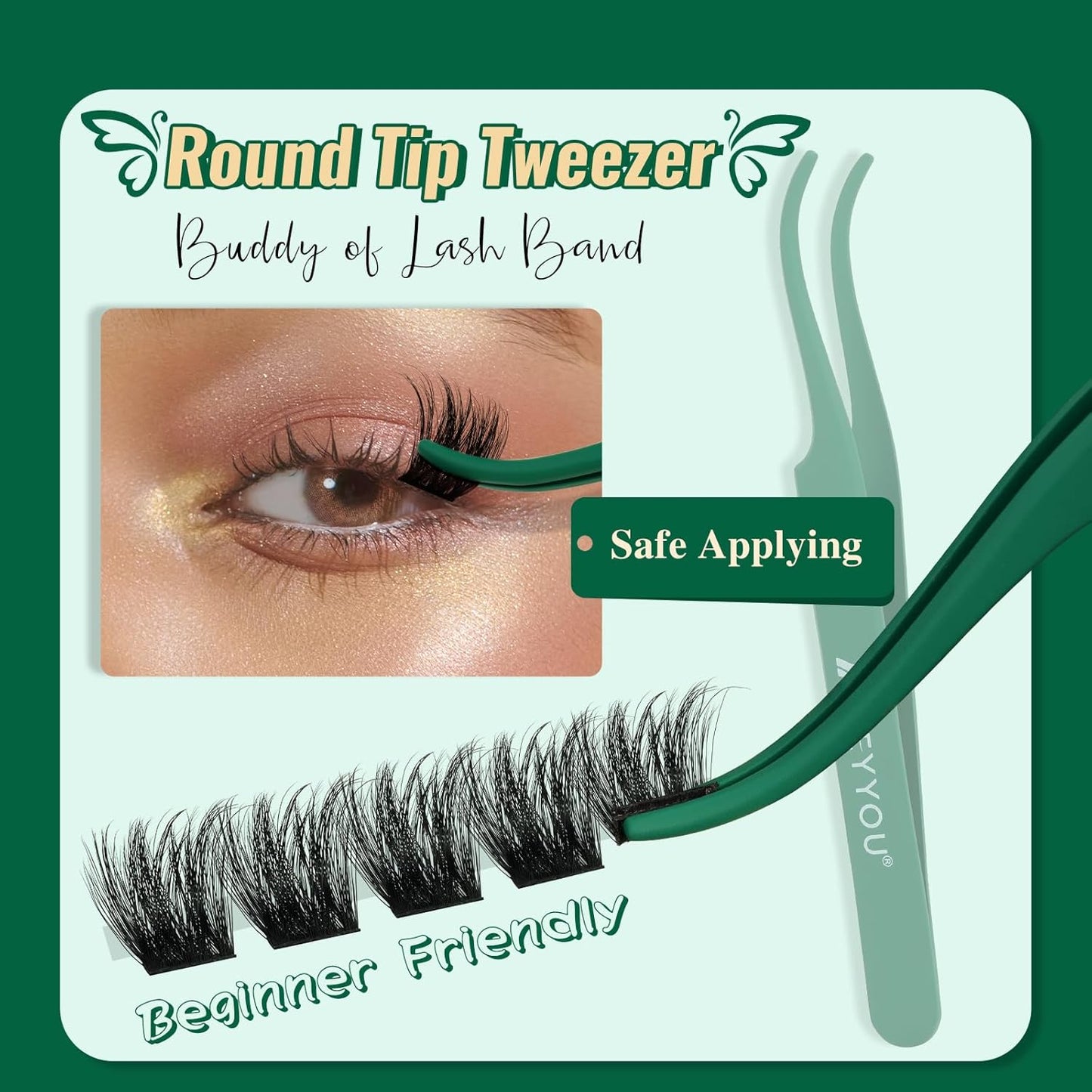 KEYYOU Lash Extension Kit 144pcs Thick Super Soft Lash Clusters,10-18mm D Curl Individual Lashes Kit with Bond and Seal Applicator and Brush Remover Easy to DIY at Home（PC03Kit-D-10-18MIX）