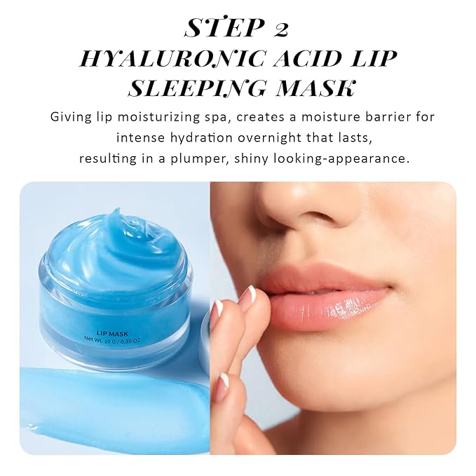 ANAI RUI Lip Therapy Set, Lip Scrub & Lip Mask, Overnight Moisturizing Lip Care Kit, Suagr Lip Exfoliator and Lip Sleeping Mask for A Soft Lips, Lip Gift Set for Dry, Chapped, Dark Lips, Blueberry