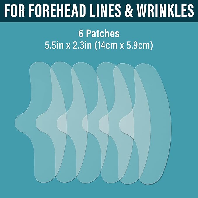 NUVADERMIS Silicone Forehead Wrinkle Patches - Anti Aging Wrinkle Patches for Face Overnight Use - Reduces Fine Lines and Wrinkles (Forehead, 6 Pack)