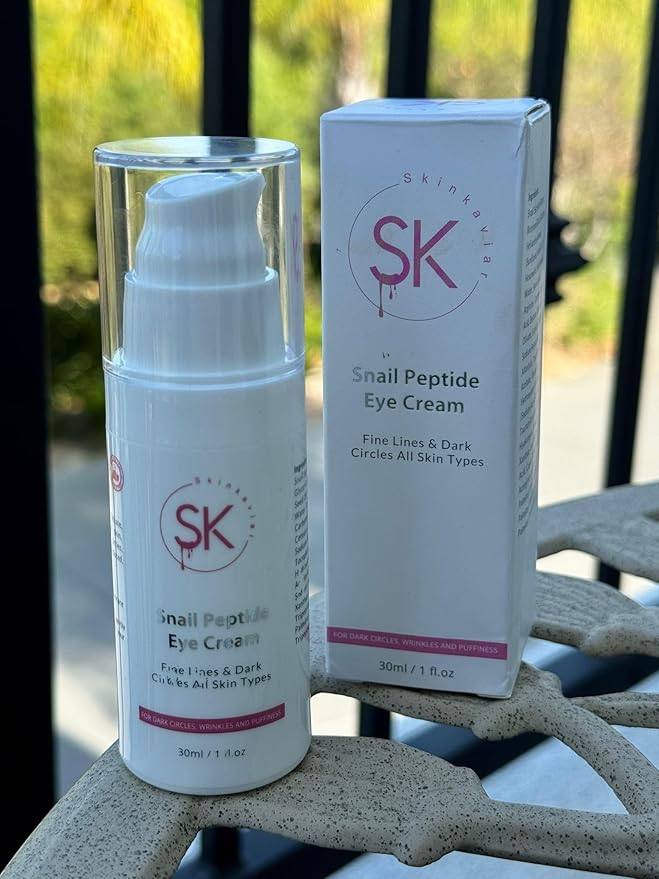 Snail Peptide Eye Cream with 73.7% Snail Mucin and Niacinamide- Brightening Korean Night Cream for Fine Lines and Dark Circles, 30ml / 1 FL Oz