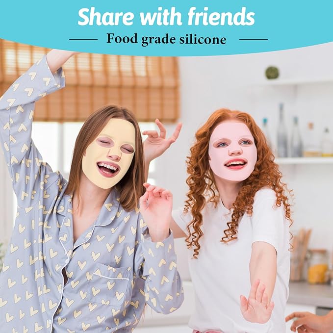 5 Sheets Silicone Face Mask Cover Reusable Moisturizing 3D Facial Mask Holder Prevent Evaporation Falling Transparent Skincare Beauty Ear-Hook Loops Cryo Rubber Face Mask Spa Tool