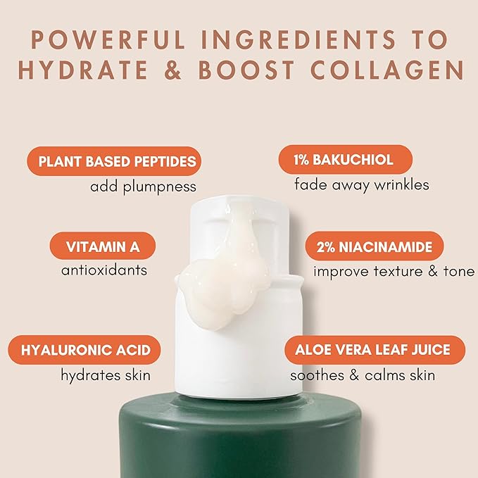 Bakuchiol Face Serum - Finding Meemo Don't Age Me Retinol Alternative Peptide Serum for Fine Lines & Wrinkles, 1% Bakuchiol Oil, Anti Aging Serum