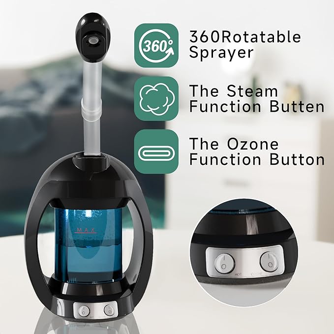 Facial Steamer-Nano Ionic Face Steamer for Facial Deep Cleaning, Vaporizador Steamer for Esthetician, Professional Facial Steamer for Home Facial Spa. (Black)