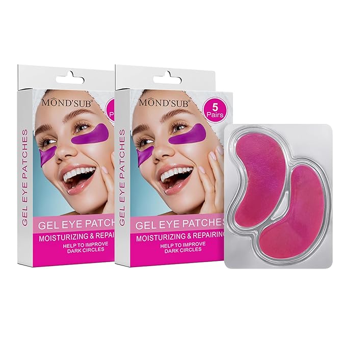 MOND'SUB Premium Under Eye Patches, Gel Eye Patches Hydrating & Refresh for Puffy Eyes, Under Eye Bags & Dark Circles, Natural Collagen Eye Gels Pads, Crystal Anti-Aging Eye Mask (Purple)