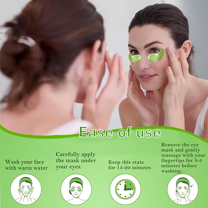 Under Eye Mask - 60 PCS Under Eye Patches, Hydrating Eye Gel Pads for Puffy Eyes, Dark Circles, Eye Bags, Puffiness, Fine Lines and Wrinkles with Pure Natural Extracts Undereye Jelly Mask (Avocado)