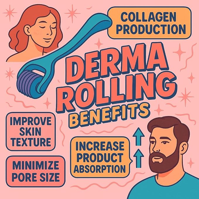 540 Stainless Steel Micropoint Derma Roller – Microneedling Roller for Face, Scalp & Beard – Skin Care Tool for Collagen Boost, Wrinkles & Hair Growth – Storage Case Included (Matte Baby Pink)