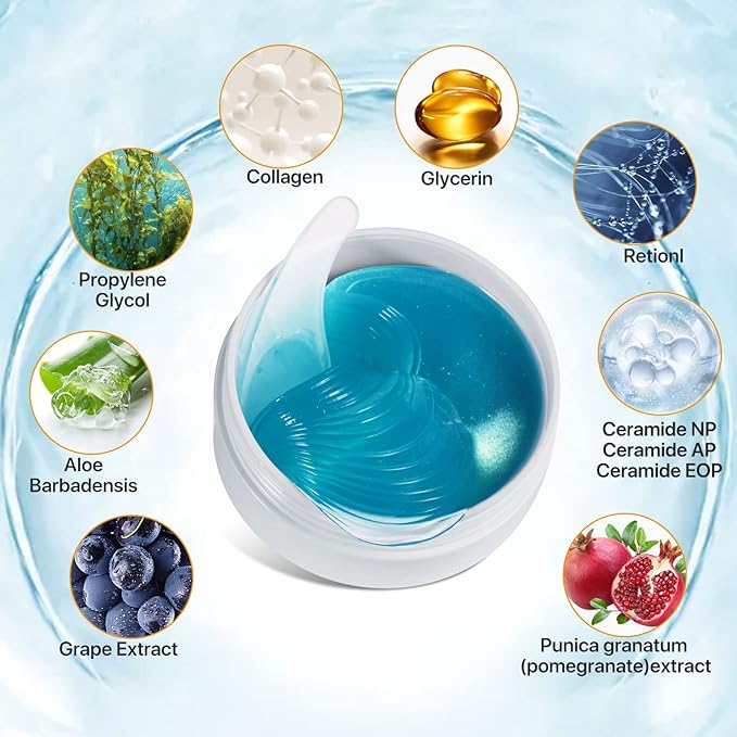 Hydrogel Eye Patches,Hydrogel Under Eye Masks for Dark Circles,Anti Wrinkle Treatment,Under Eye Gel Pads,Eye Mask for Puffy Eyes, Skincare,Hydrating | 60 Pieces/30 Pairs