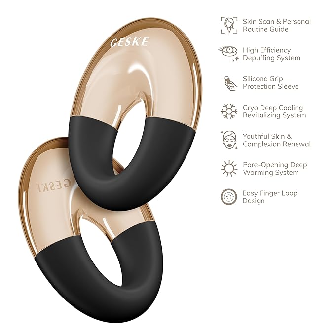 SmartAppGuided™ Cool & Warm Eye Massager | 7 in 1 | Multifunctional Massager | Eyes & Face | Battery-free Cooling & Warming | Firms, Relaxes & De-Puffs Skin | Ring-shaped Design for Easy Grip