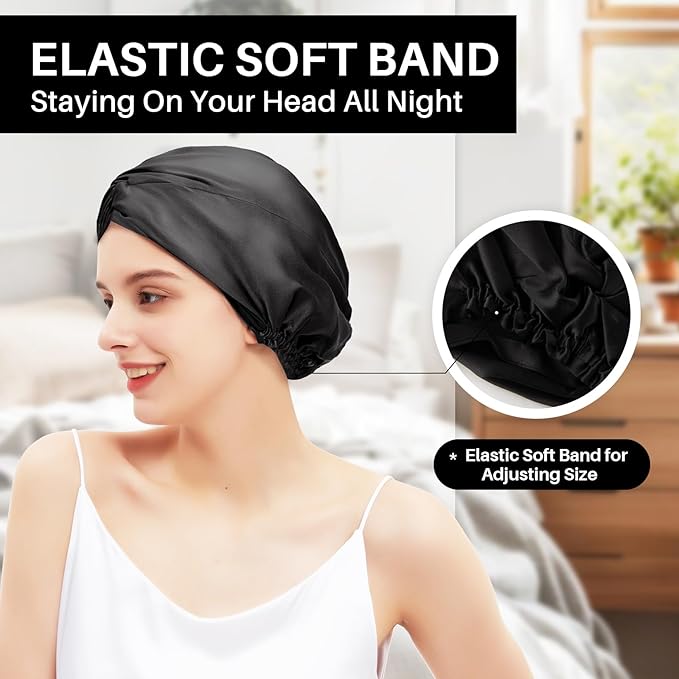 Jade Gua Sha and Face Roller & Silk-Bonnet for Sleeping Women