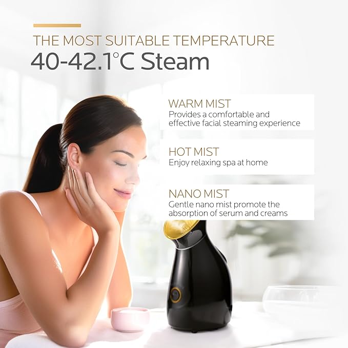 Colorfarm Facial Steamer Nano Ionic: Face Steamer Deep Cleaning Unclogs Pores - Humidifier Hot Mist Home Sauna Spa for Women Men Sinuses Moisturizing