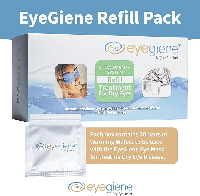 EyeGiene Refill - Insta-Warming Wafers for Self Heating Eye Mask – Warm Compress for Eyes, Multi-Use Heat Treatment for Dryness, Styes, Blepharitis, Portable Heated Eye Mask for Dry Eyes, 30 Pairs