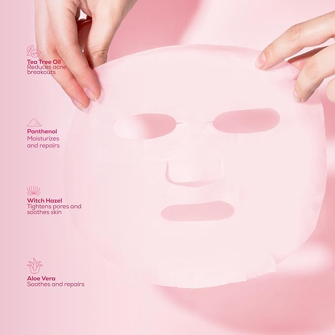 HANHOO Blemish Mask – 5 Pack Facial Sheet Masks with Tea Tree, Centella & Hyaluronic Acid, Refreshing & Hydrating Skincare, Lightweight & Soothing Korean Beauty Mask