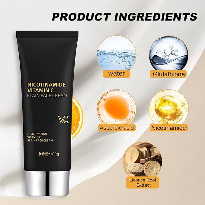 Nicotinamide Vitamin C Plain Face Cream, Niacinamide Purifying Cleanser, Niacinamide Vitamin C Black Tube Skin Cream, Multifunctional Smooth Hydrating Niacinamide Makeup Cream (2)