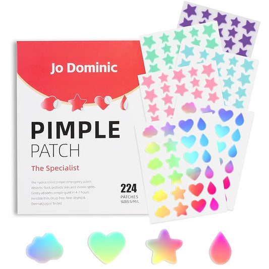 224 Counts Cute & Fashion Stars Pimple Patches for Face, Hydrocolloid Acne Patches, Zits Absorbing Patch, Covering Zits and Blemishes with Salicylic Acid, Tea Oil & Centella, Cruelty Free