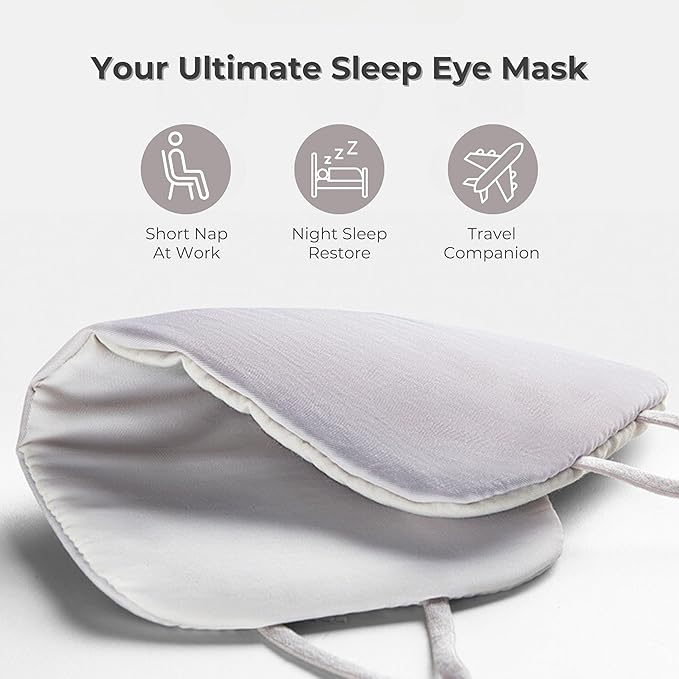 7C Soft Sleep Mask - Eye Mask - Hyaluronic Acid Anti-Aging Under Eye Cover with Adjustable Ear Elastic Straps for Full Night Sleep, Nap, Reduces Puffy Eyes Gifts