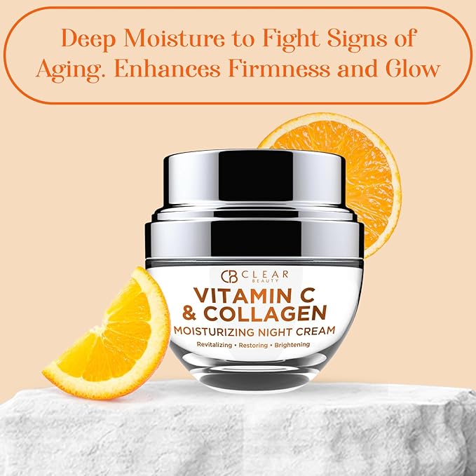Vitamin C & Collagen Night Face Moisturizer - Dermatologist Tested, Restores & Firms Skin, Anti-Aging, Natural Ingredients, Cruelty-Free Korean Skin Care, All Skin Types