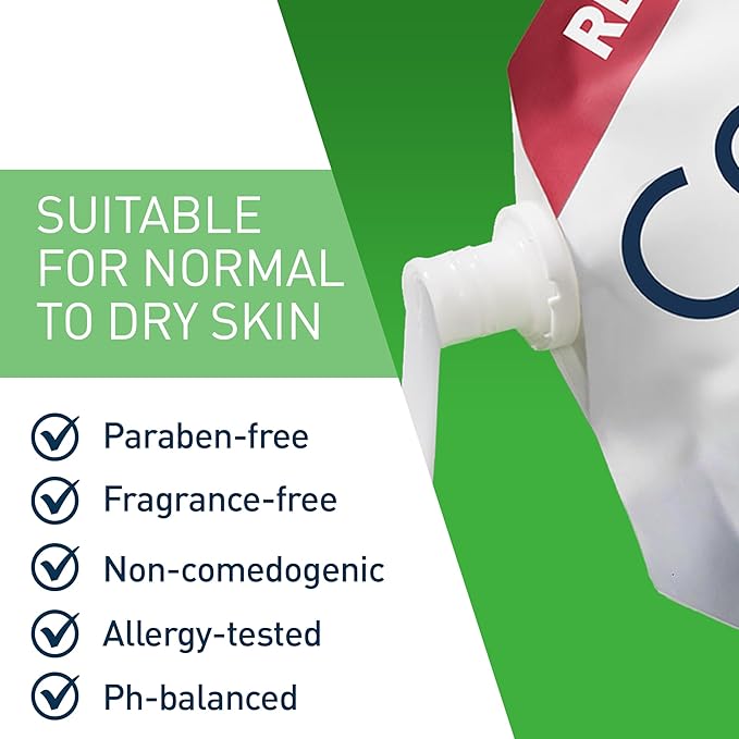 CeraVe Hydrating Cream To Foam Cleanser, Makeup Remover Face Wash For Dry Skin, Foaming Facial Cleanser With Hyaluronic Acid, Normal To Dry Skin, Fragrance Free & Non Comedogenic, 16 Ounce Refill