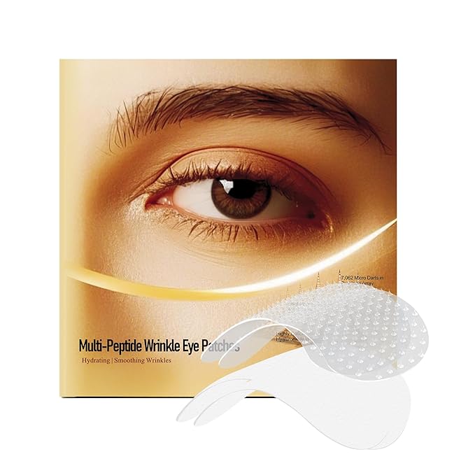 YDN Multi-Peptide Wrinkle Eye Patches - 7,062 Soluble Micro Darts in Preeision Array | Multi-Peptide & Hyaluronic Acid Under Eye Patches for Reduce Wrinkles & Fine Lines and Hydrating (2 Pack)