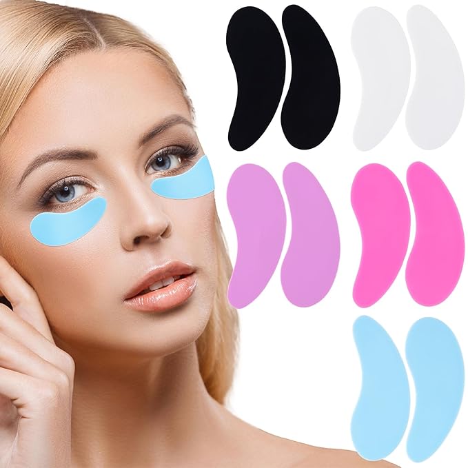 5 Pairs Silicone Under Eye Patches, Reusable Under Eye Mask Pad, Lower Lash Isolation Pads Skin Care Beauty Tool for Reduce Wrinkles and Fine Lines