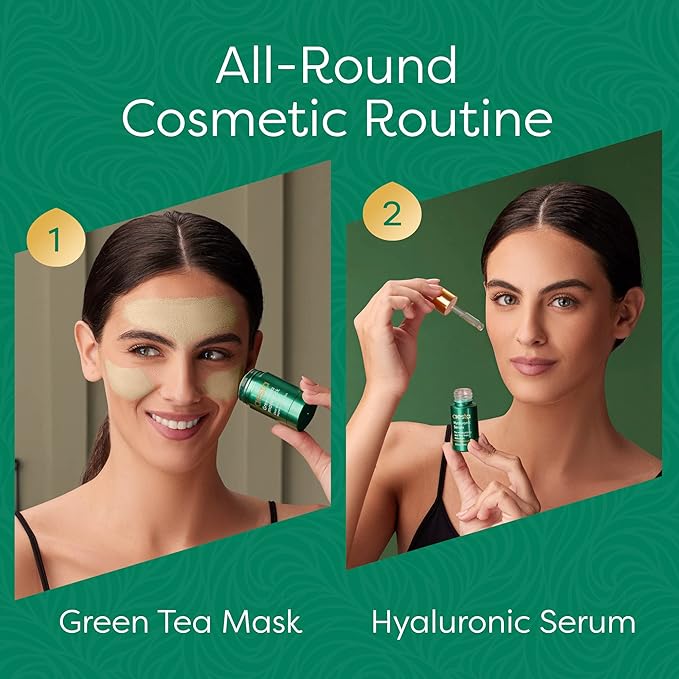 Aesta Green Tea Mask Stick + Hyaluronic Acid Serum for Face Treatment | Gradual Blackhead Remover | Pore-Cleaning, Detoxifying, Skin Care Face Serum w/Anti Aging and Anti Wrinkle Effects
