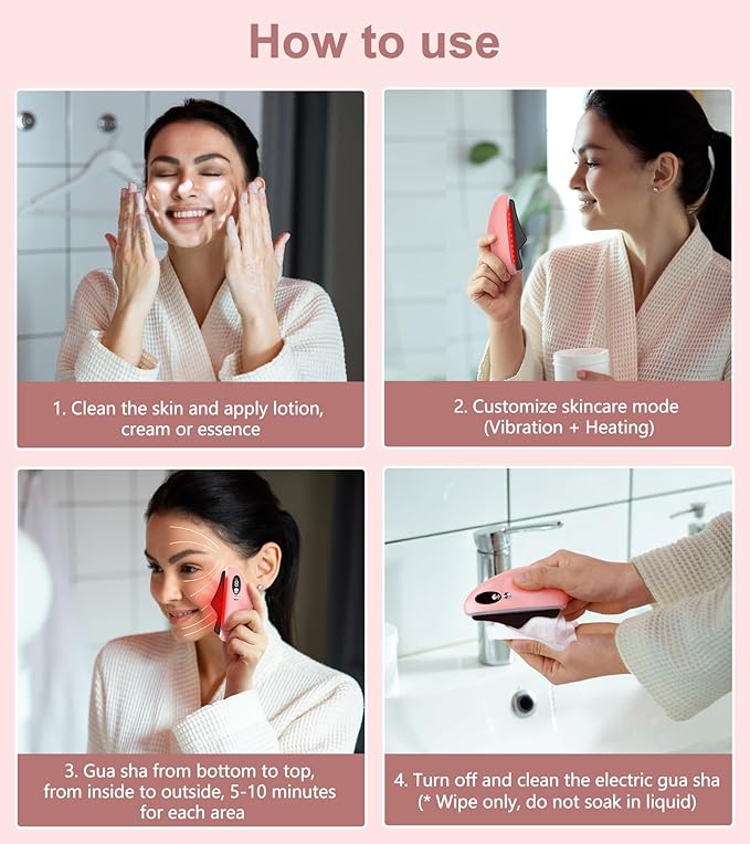 Gua Sha Facial Tool, Electric Black Obsidian Guasha Tool for Face, Chin, Neck, Body, Heated Vibrating Massage Gua Sha Stone for Face Sculpting