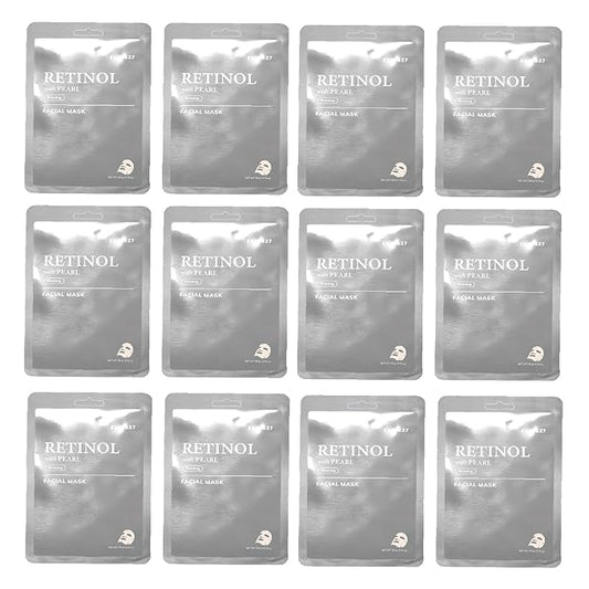 SKIN627 Bulk 12PK Face Masks Skincare, Korean Skincare, Facial Mask, Sheet Masks Korean (12PK Retinol with Pearl)