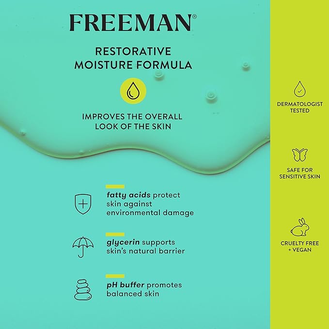 Freeman Restorative Moisturizer + Hydrating Skin Facial Shield, Lightweight Face Serum, Infused With Aloe Vera & Ceramides, Soothes & Calms, Relieves Dry Skin, 3 fl.oz./ 89 mL Bottle (Pack of 2)