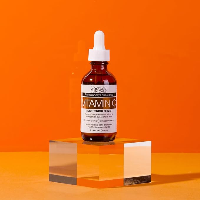 Advanced Clinicals Brightening Vitamin C Serum For Face With Glycolic Acid + Lactic Acid | Vitamin C Eye Serum Face Moisturizer For Improving Look Of Dark Spots & Uneven Complexion, 1.75 Fl Oz