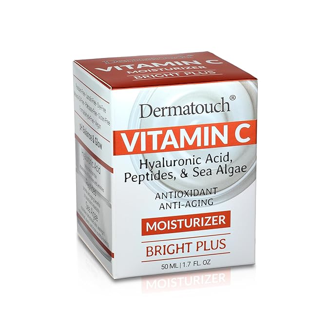 DERMATOUCH Vitamin C Moisturizer with Hyaluronic Acid, Peptides & Sea Algae, 1.75 fl oz - Made in America