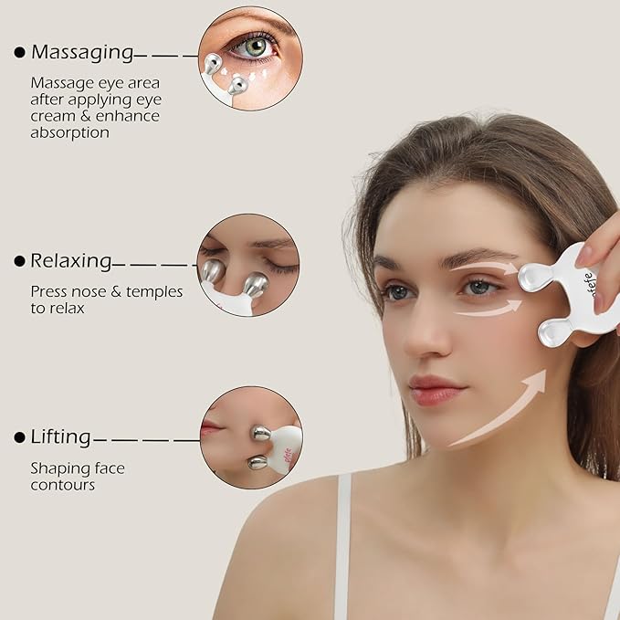 Stainless Steel Rabbit Gua Sha & Face Roller, Cryo Rabbit Massager for Esthetician Supplies, Facial Roller for Puffiness, Wrinkles, Dark Circles