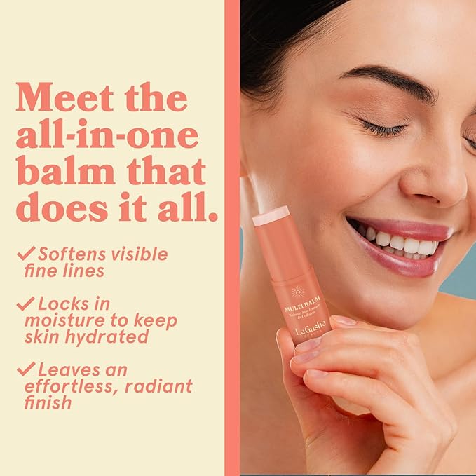 LE GUSHE All-in-One Face Balm Stick - Under Eye Brightener, Anti-Aging Under Eye Balm Stick with Salmon Roe Extract & Collagen - For Fine Lines & Wrinkles - Use on Face, Forehead, Neck