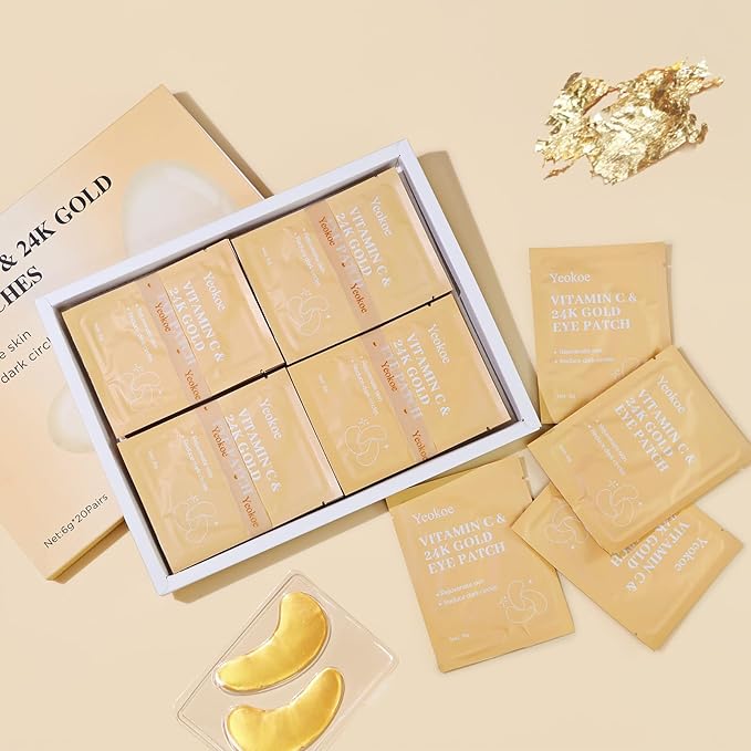 Under Eye Patches for Dark Circles,Puffy Eyes,20 Pairs Face Masks SkinCare With Vitamin C and 24k Gold