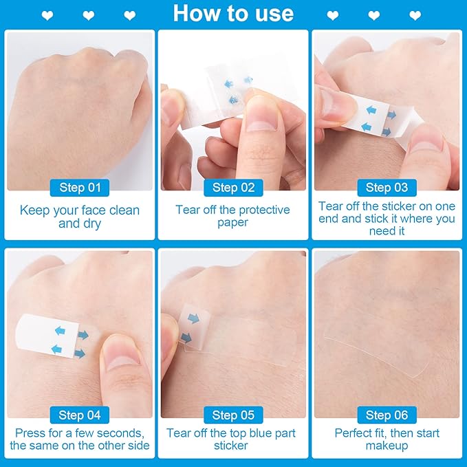 PAGOW 160PCS Face Lift Tape Invisible Instant Adhesive Lifter Bands Waterproof Ultra thin Makeup Strip for Neck Eye Breathable Hypoallergenic Double Chin Jowls Lifter Wrinkles Lifting Saggy Skin