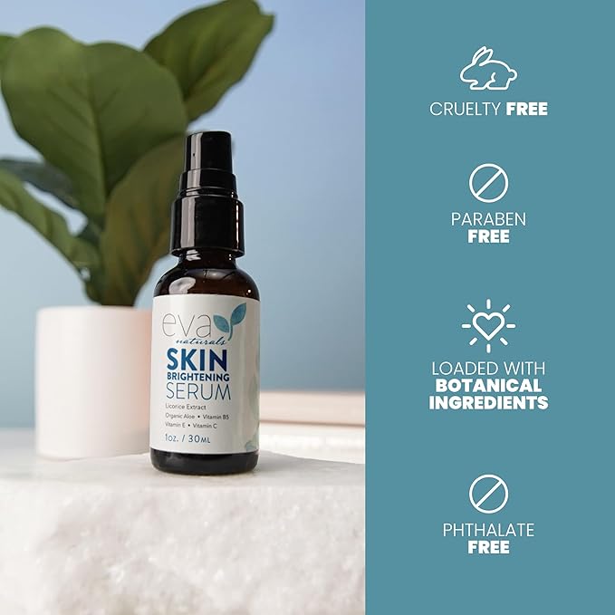 Licorice Extract Skin Brightening Serum by Eva Naturals - Face Serum for an Even Complexion - With Peptides, CoQ10 and Vitamin E