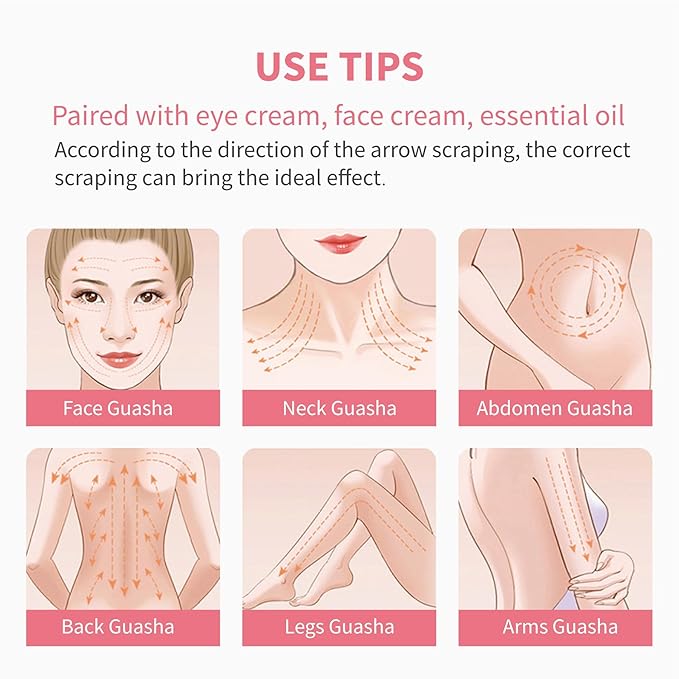 Natural Stone GuaSha Tool Gua Sha Facial Tools Eye Acupuncture Reduce Puffiness Relieve Muscle Tensions (Natural White Quartz)