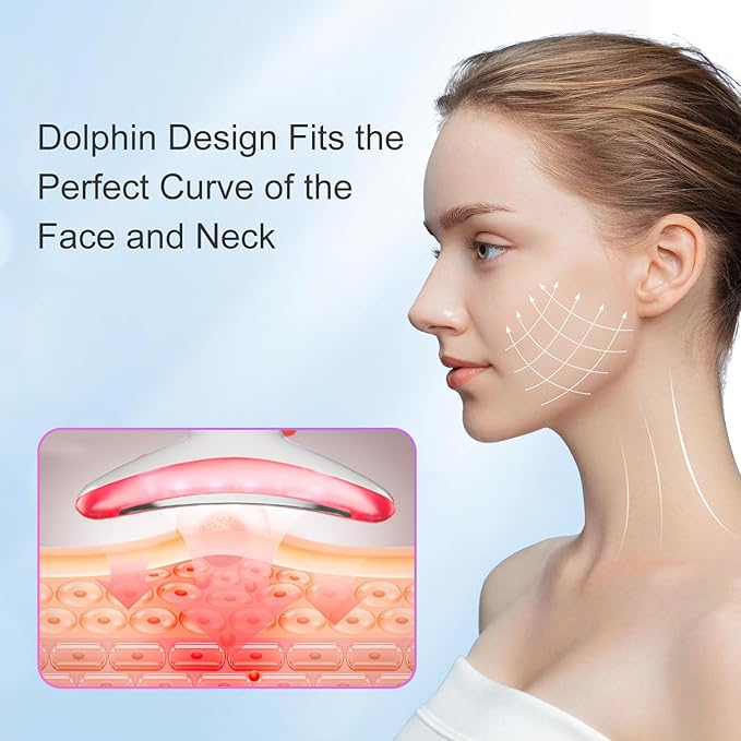 Neck Face Beauty Device, Skin Care Face Massage,3 in 1 Facial Massager Sculpting Tool with Thermals, Vibration (White)