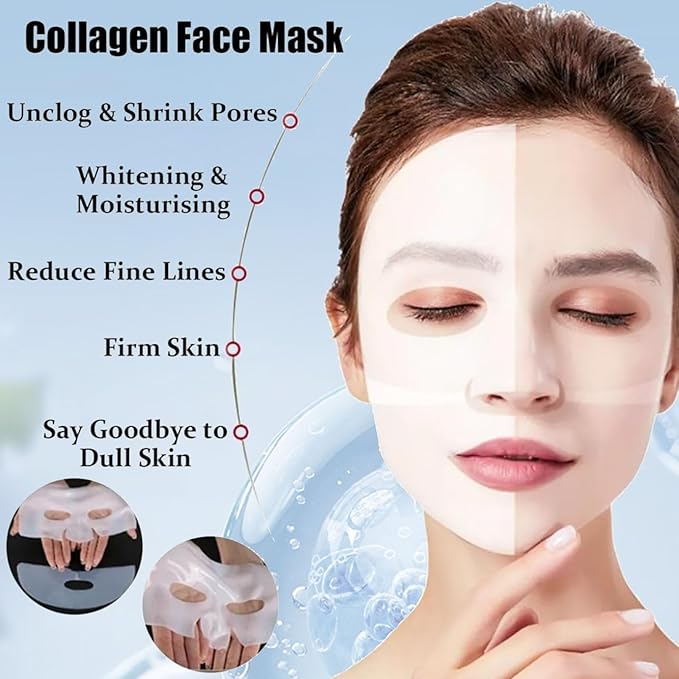 Deep Collagen Anti Wrinkle Lifting Mask, Collagen Mask, Deep Hydrating Firming Overnight Hydrogel Mask, Pore Minimizing, Elasticity Improvement(10PCS)