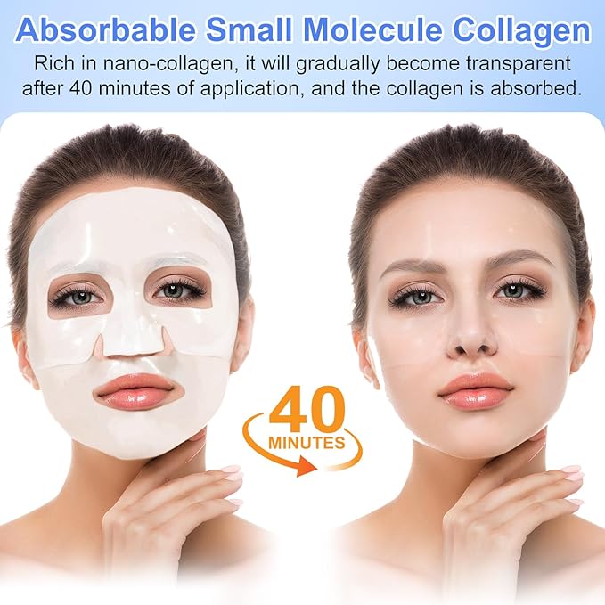 Collagen Face Mask 6PACK, Deep Hydrating Face Mask, Anti Wrinkle Facial Mask, Collagen Face Mask for Skincare, Elasticity Enhancing, Firming, Moisturizing, Overnight Face Mask for All Skin Types
