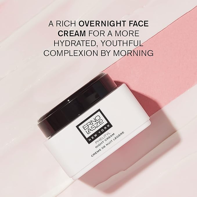 Erno Laszlo Phelityl Night Cream, Non-Greasy Night Moisturizer for Face and Neck, Re-Hydrate to a Youthful Skin Tone and Complexion Overnight, 1.7 Fl Oz