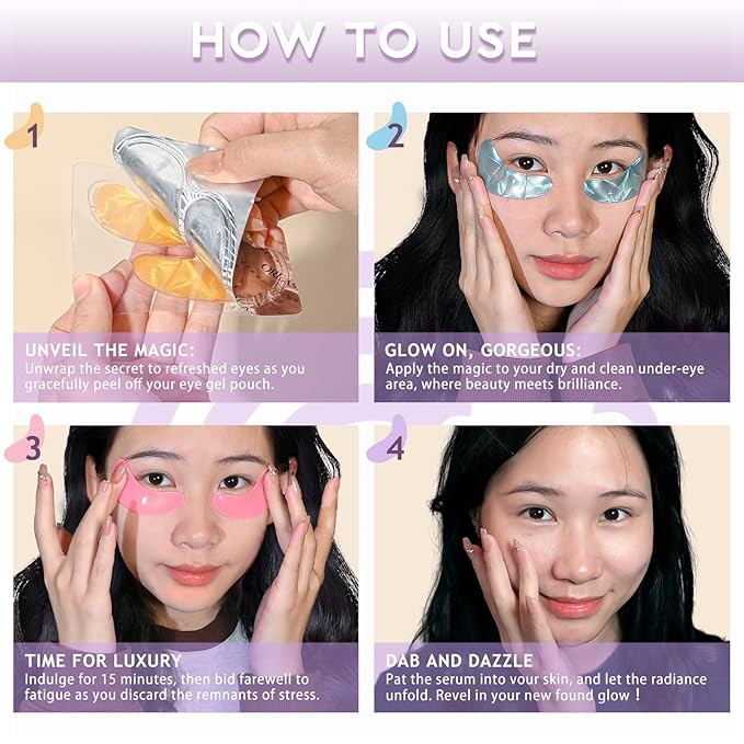 30 Pairs Eye Mask Skin care for Dark Circles, Puffy Eyes, Under eye Bags,Wrinkles&Super Vitamin C Serum For Women Over 70