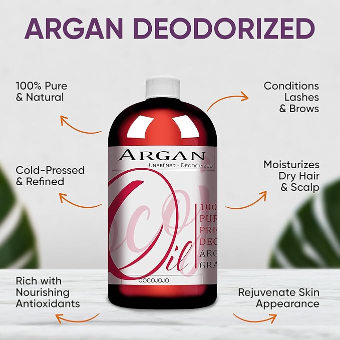 Dr Joe Lab Argan Nut Oil Deodorized 16 oz Pure Natural Moroccan Unrefined Unscented Cold Pressed Virgin - for Hair Skin Body Nail Beard - Marrakesh Oil - Packaging May Vary