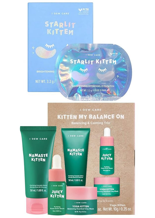 I DEW CARE Hydrogel Eye Patch - Starlit Kitten, 5 EA + Skincare Set - Kitten My Balance On Bundle