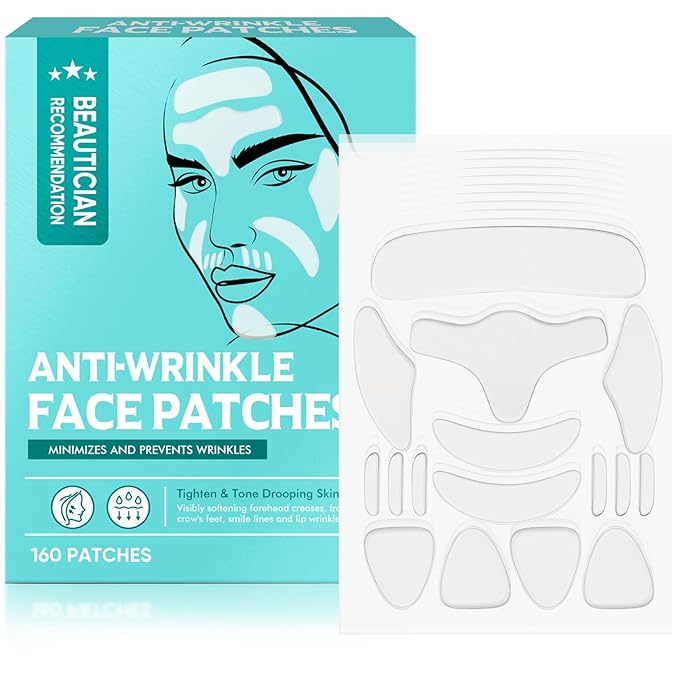 Facial Wrinkle Patches, 160pcs Silicone Anti Wrinkle Patches, Anti-Wrinkle Face Patches for Reducing Fine Lines and Lifting Forehead Eyes Mouth Skin