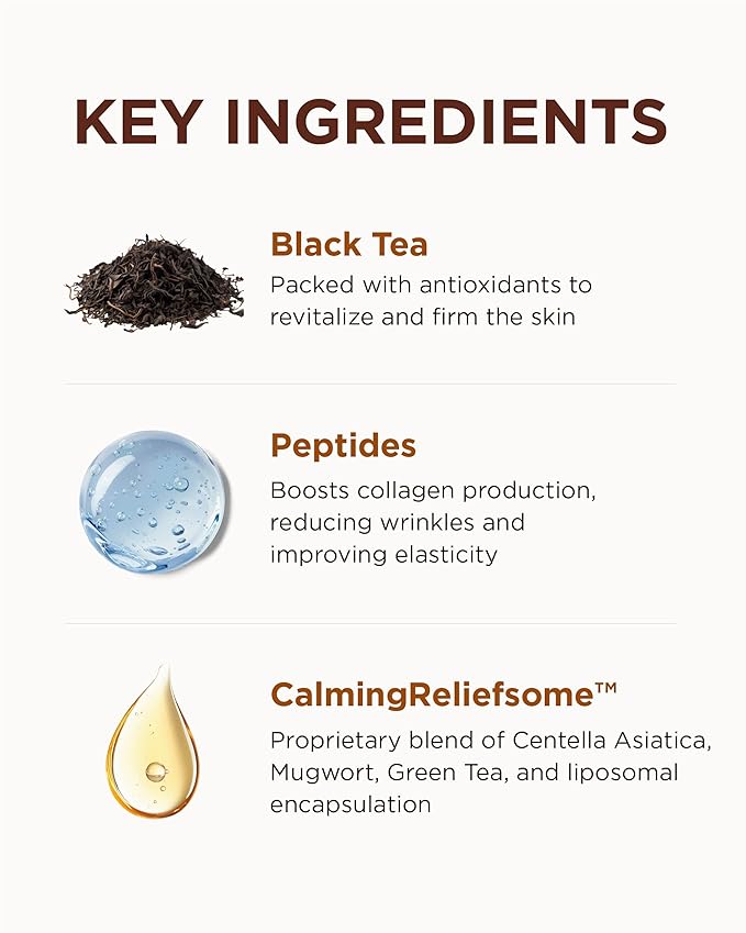 Black Tea Regenerating Ampoule Serum (1.35fl oz) - Anti-Aging Serum for Firmness & Elasticity. With Black Tea, Peptides & CalmingReliefsome™ for Wrinkles & Hydration.