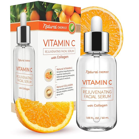 Vitamin C Serum With Collagen - Dermatologist Tested, Skin Brightening, Anti-Aging, Acne Treatment, Fades Dark Spots, Cruelty Free Korean Skin Care For All Skin Types - 1.69 oz