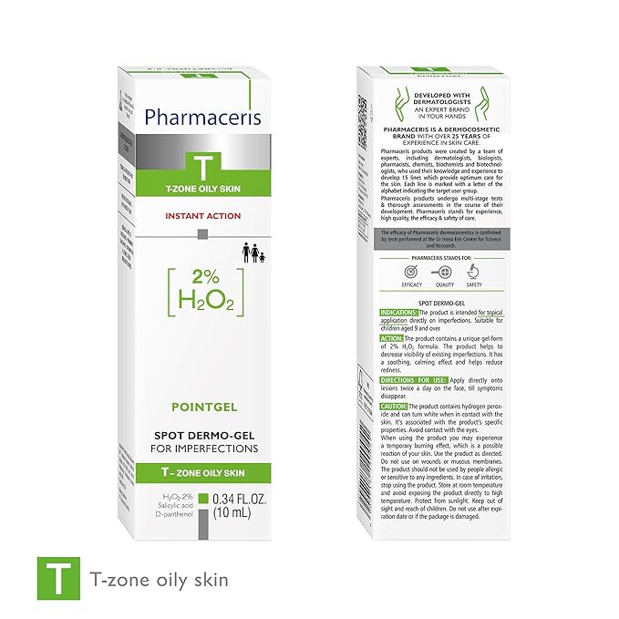 POINTGEL Spot Dermo-Gel For Imperfections with 2% Hydroperoxide, Salicylic Acid & D-Panthenol, Breakout Spot Gel, For Oily & Combination Skin, 0.34 fl oz