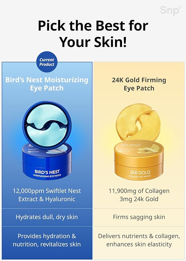 SNP [K Beauty Bird's Nest Aqua Moisturizing Eye Patch | Hydrating and Cooling for All Skin Types | Maximum Hydration Eye Patches | Korean Skincare Eye Mask | 60 Patches
