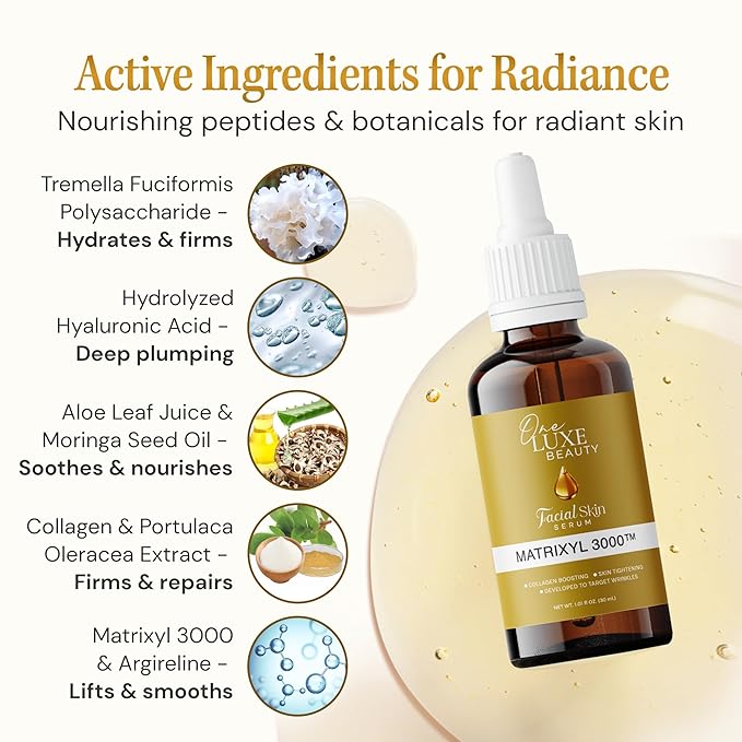Anti Aging Serum Matrixyl 3000 with Hyaluronic Acid, Peptide Collagen, Argireline Best for Deep Wrinkle Repair, Hydrating Face Serum for All Skin Types, 1.01 Fl Oz