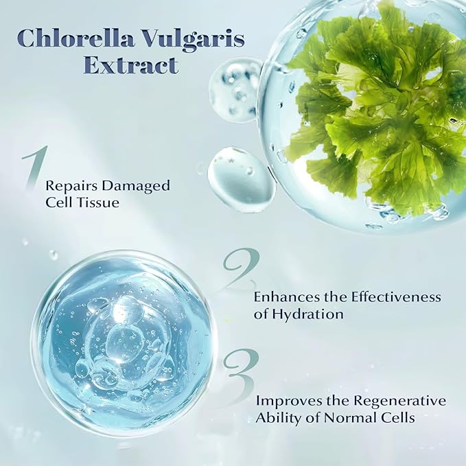 Chlorella Deep Hydrating Mask, with Collagen and Hyaluroic Acid-Sheet Facial Mask Skincare with Chorella Vulgaris Extract, Hydrating, Firming,5ea