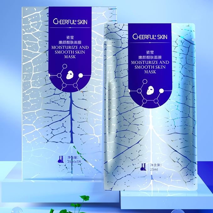 Cheerful Skin Plant Extract Face Moisturizing Smoothing Mask - Hydrating Spa Facial Treatment with Centella Asiatica, Magnolia Liliflora flower, Collagen, 25ml Each (1 Sheet)